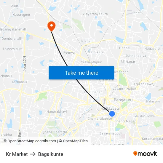 Kr Market to Bagalkunte map