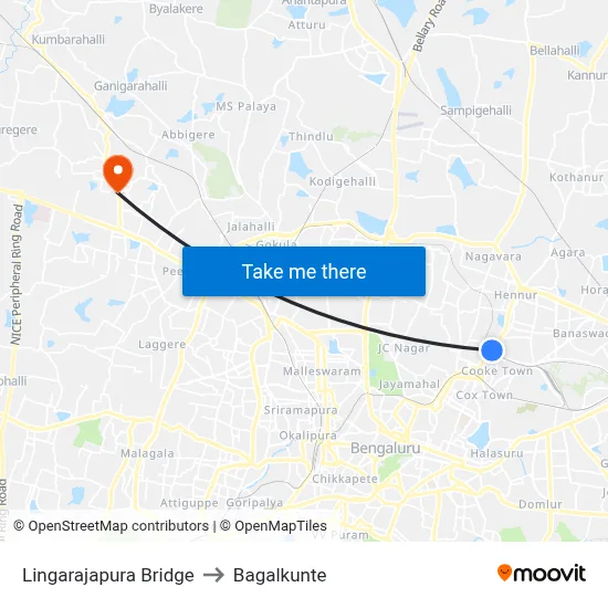 Lingarajapura Bridge to Bagalkunte map