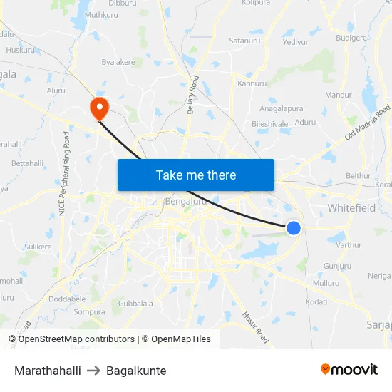 Marathahalli to Bagalkunte map