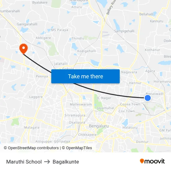 Maruthi School to Bagalkunte map