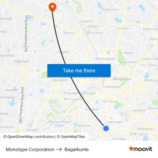Monotype Corporation to Bagalkunte map