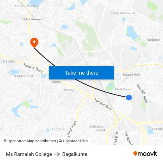 Ms Ramaiah College to Bagalkunte map