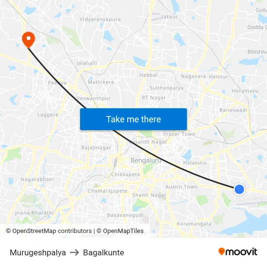 Murugeshpalya to Bagalkunte map