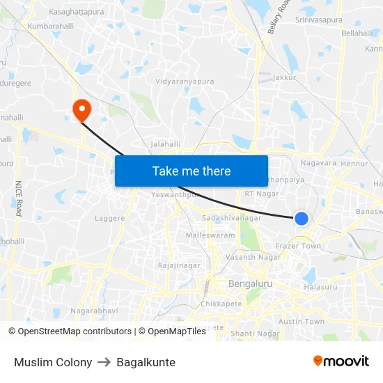 Muslim Colony to Bagalkunte map