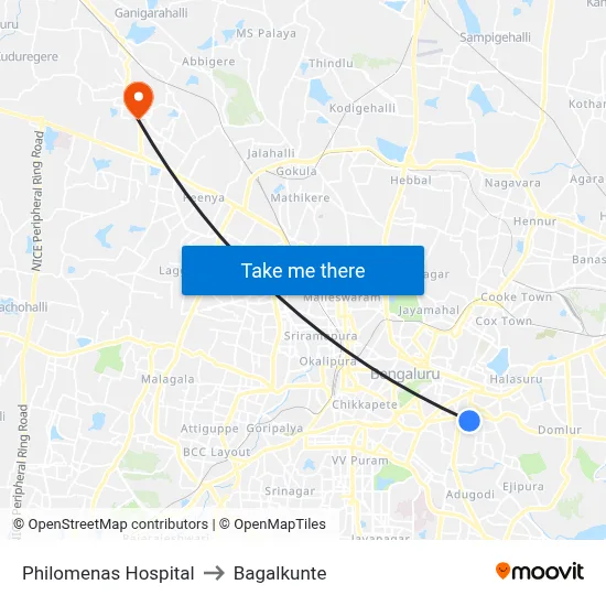 Philomenas Hospital to Bagalkunte map