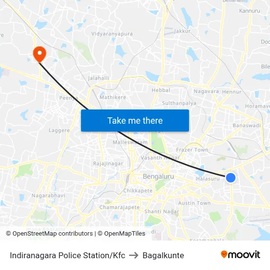 Indiranagara Police Station/Kfc to Bagalkunte map