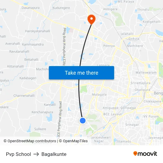 Pvp School to Bagalkunte map