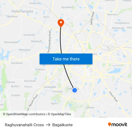 Raghuvanahalli Cross to Bagalkunte map