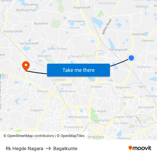 Rk Hegde Nagara to Bagalkunte map