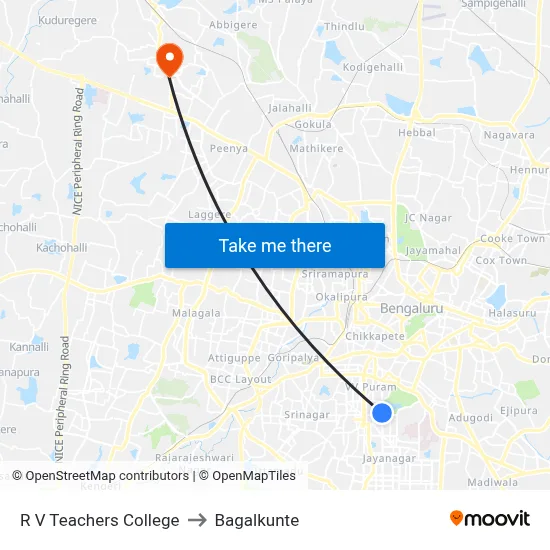 R V Teachers College to Bagalkunte map