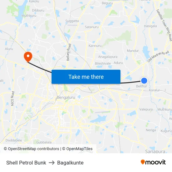 Shell Petrol Bunk to Bagalkunte map