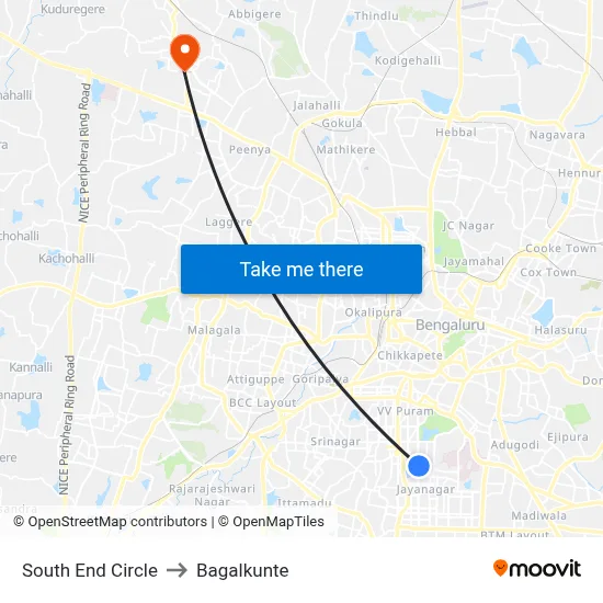 South End Circle to Bagalkunte map
