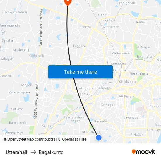 Uttarahalli to Bagalkunte map