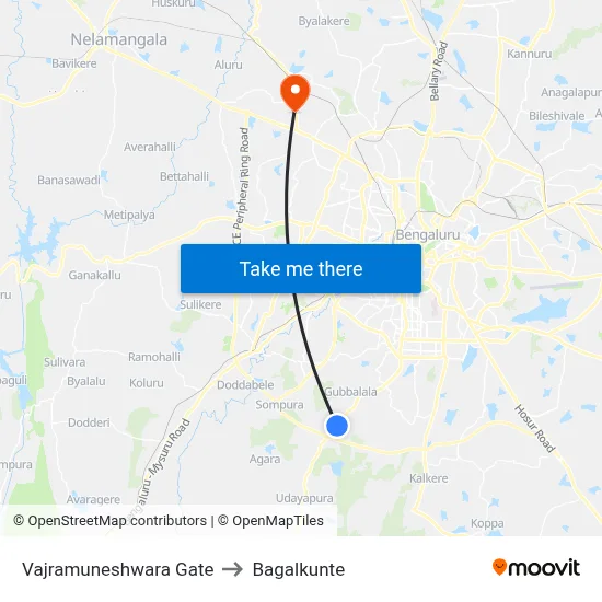 Vajramuneshwara Gate to Bagalkunte map