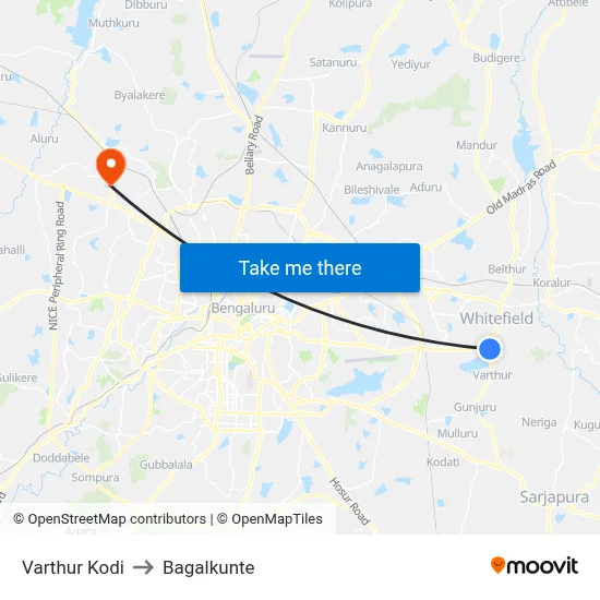 Varthur Kodi to Bagalkunte map