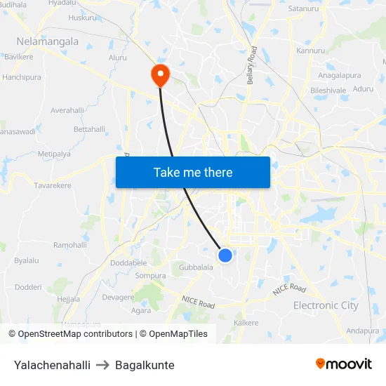 Yalachenahalli to Bagalkunte map