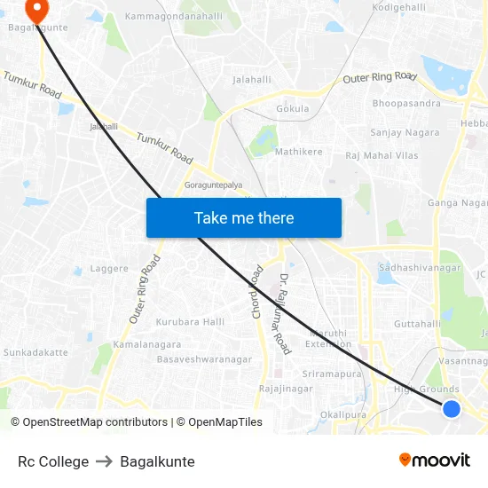 Rc College to Bagalkunte map