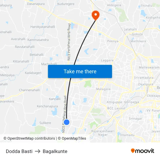Dodda Basti to Bagalkunte map