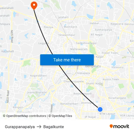 Gurappanapalya to Bagalkunte map
