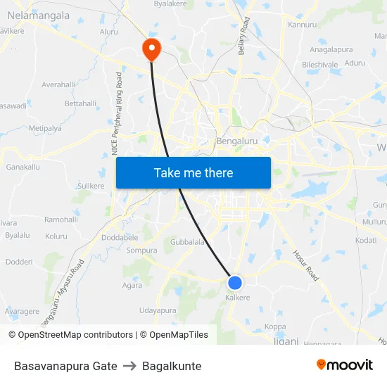 Basavanapura Gate to Bagalkunte map
