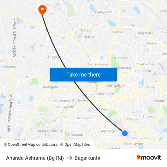 Ananda Ashrama (Bg Rd) to Bagalkunte map