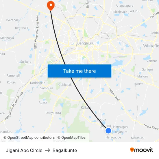 Jigani Apc Circle to Bagalkunte map