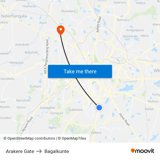 Arakere Gate to Bagalkunte map