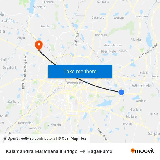 Kalamandira Marathahalli Bridge to Bagalkunte map
