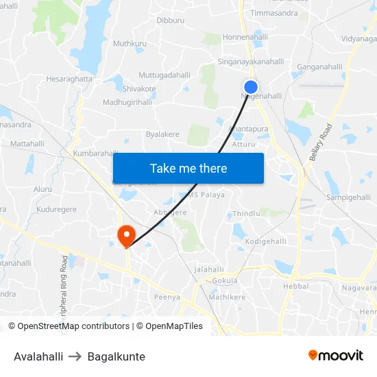 Avalahalli to Bagalkunte map
