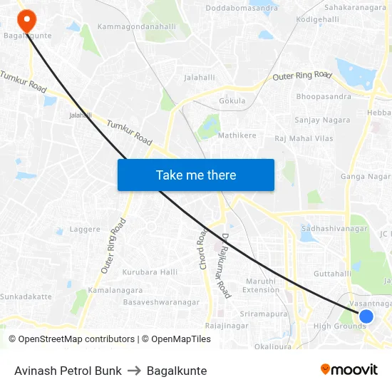 Avinash Petrol Bunk to Bagalkunte map