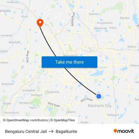 Bengaluru Central Jail to Bagalkunte map