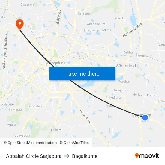 Abbaiah Circle Sarjapura to Bagalkunte map
