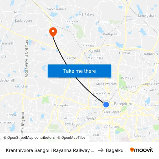 Kranthiveera Sangolli Rayanna Railway Station to Bagalkunte map