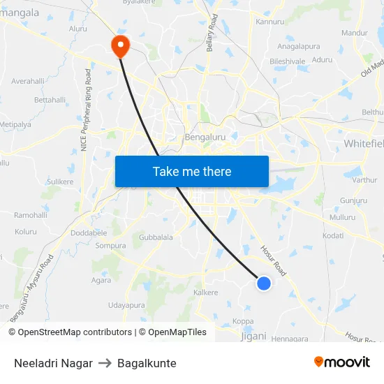 Neeladri Nagar to Bagalkunte map