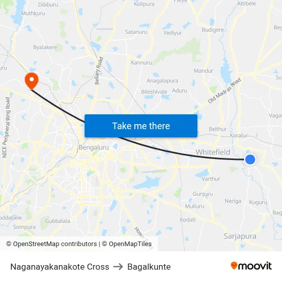 Naganayakanakote Cross to Bagalkunte map