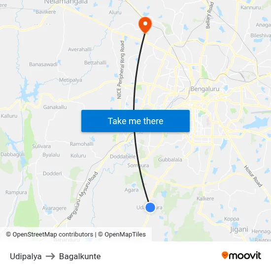 Udipalya to Bagalkunte map