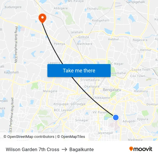 Wilson Garden 7th Cross to Bagalkunte map