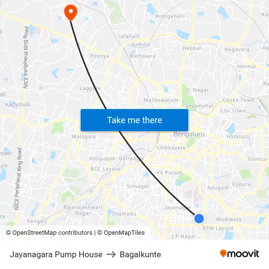 Jayanagara Pump House to Bagalkunte map