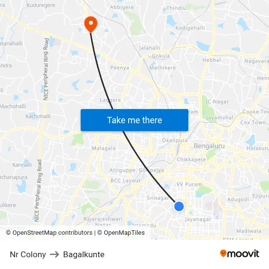 Nr Colony to Bagalkunte map