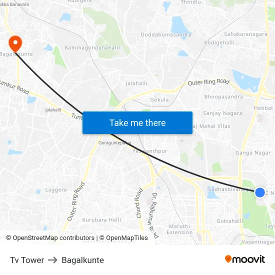 Tv Tower to Bagalkunte map