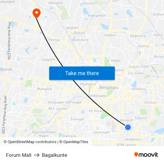 Forum Mall to Bagalkunte map