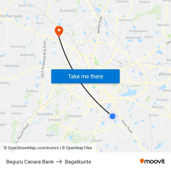 Beguru Canara Bank to Bagalkunte map