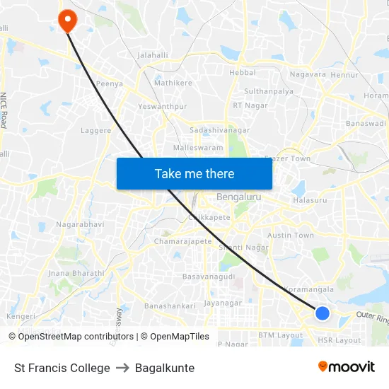 St Francis College to Bagalkunte map