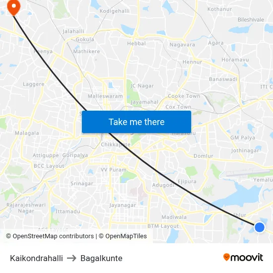 Kaikondrahalli to Bagalkunte map