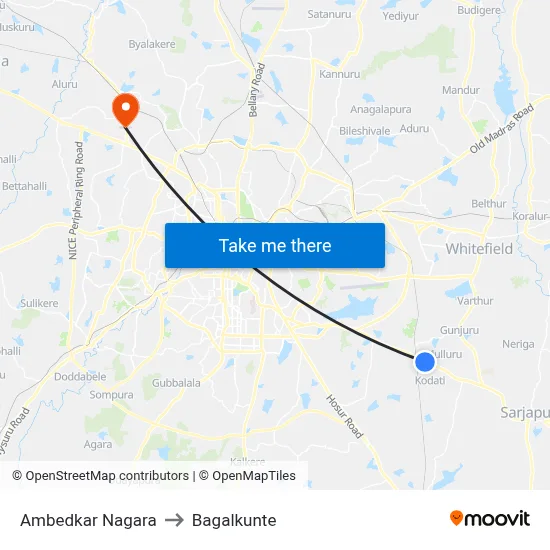Ambedkar Nagara to Bagalkunte map
