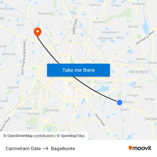 Carmelram Gate to Bagalkunte map