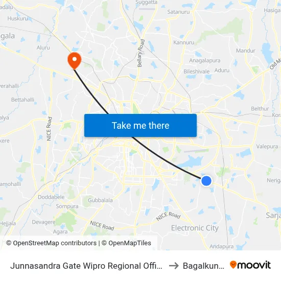 Junnasandra Gate Wipro Regional Office to Bagalkunte map