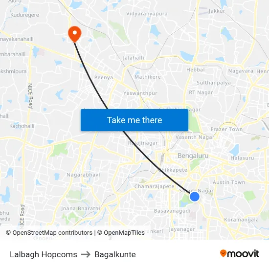 Lalbagh Hopcoms to Bagalkunte map
