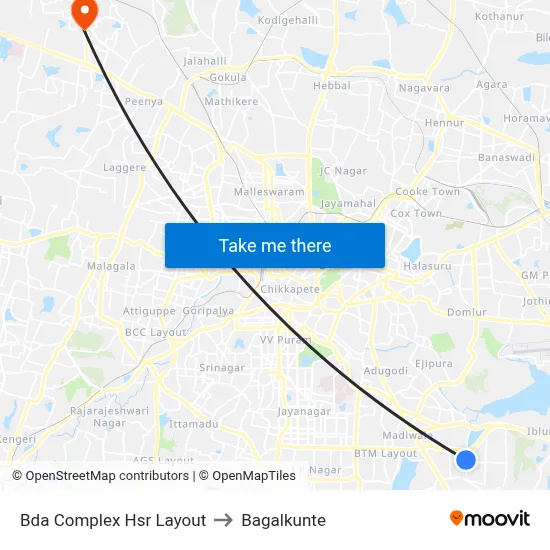 Bda Complex Hsr Layout to Bagalkunte map