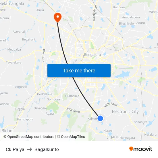 Ck Palya to Bagalkunte map